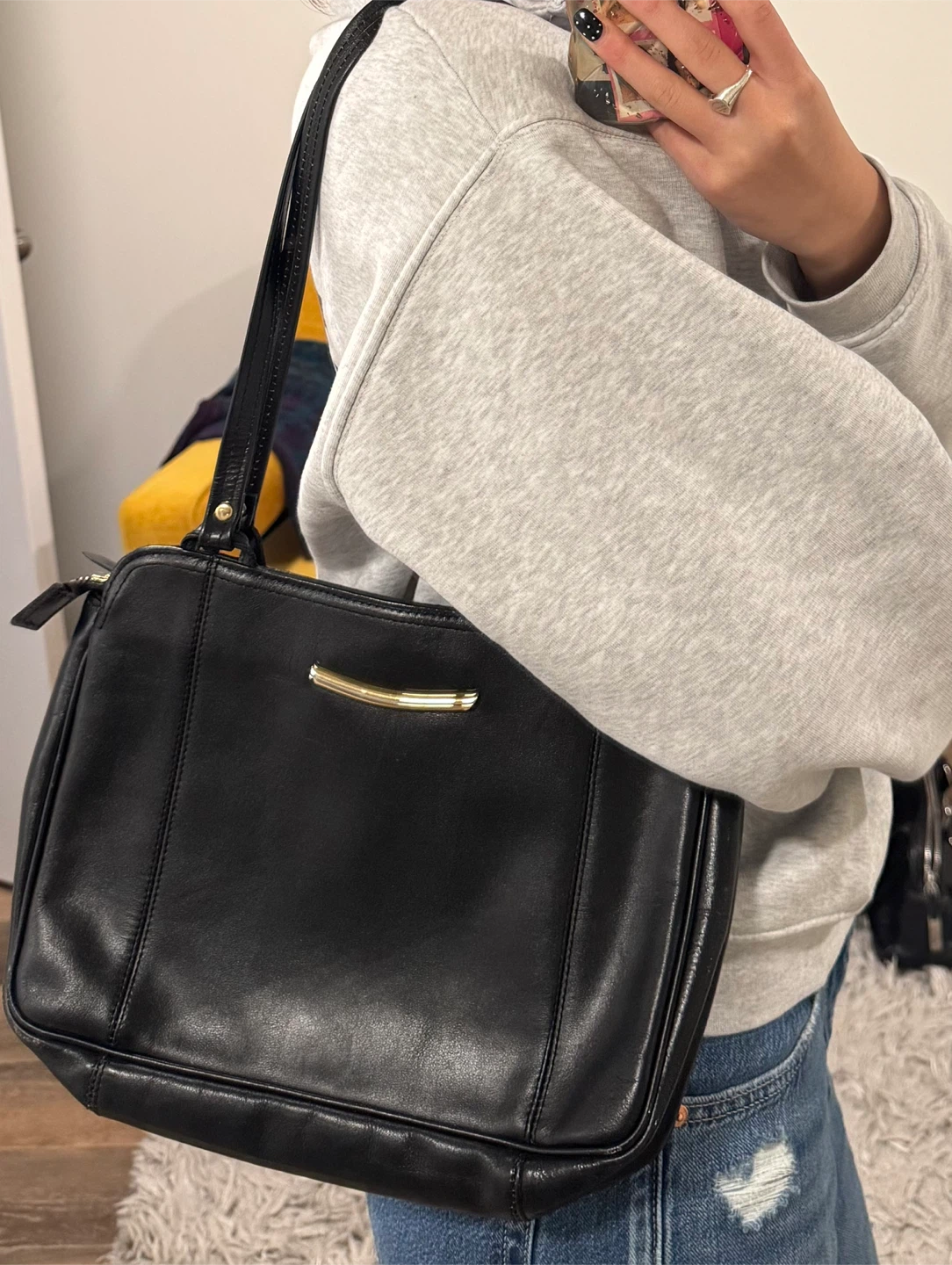 Black Leather Shoulder Bag