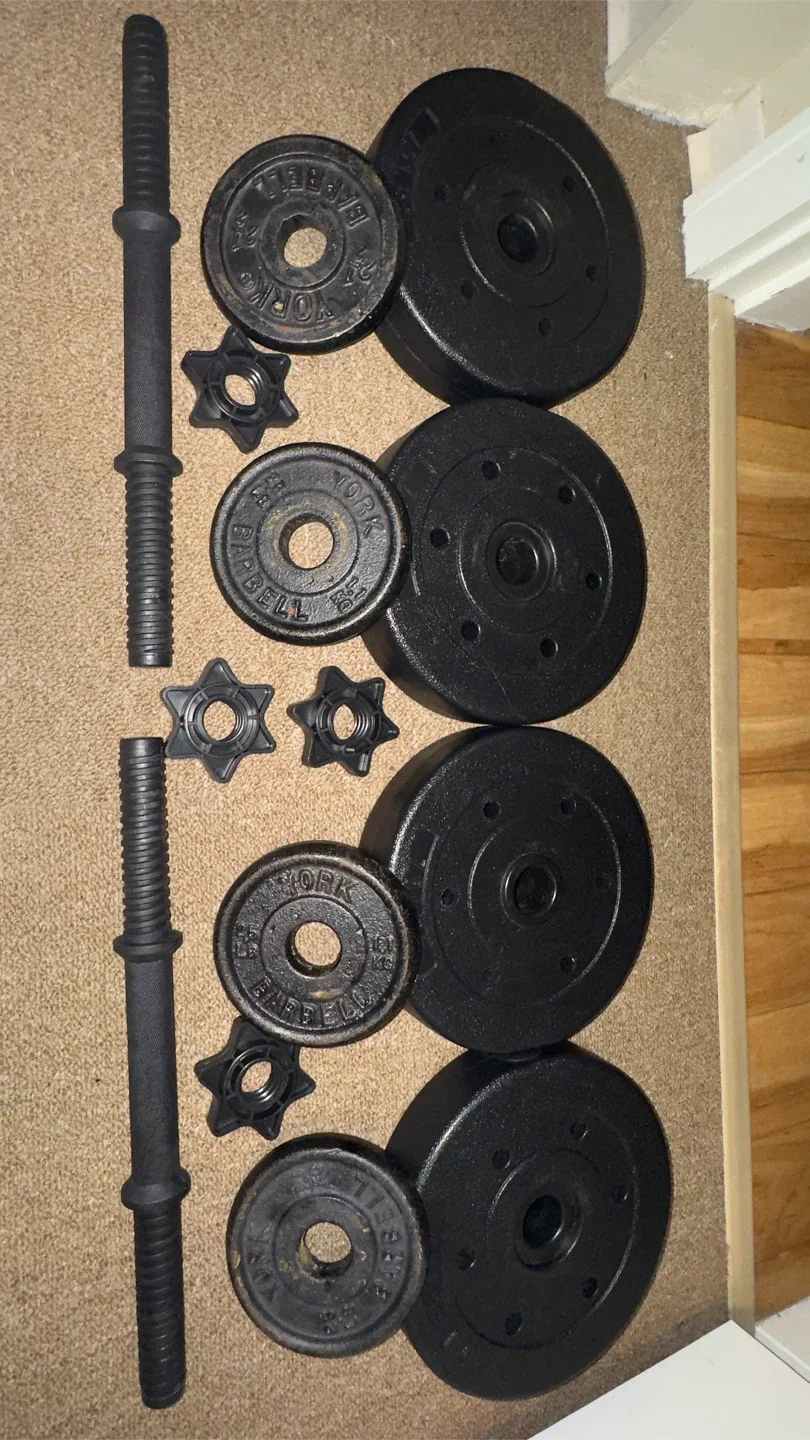 York Barbell Adjustable Dumbbell Set 42lb total