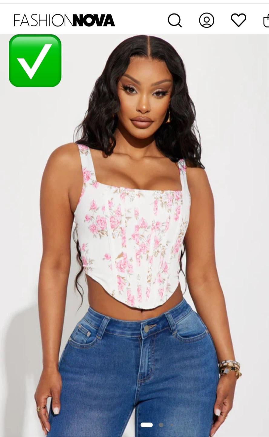 Brand New Fashion Nova Floral Corset Top - White