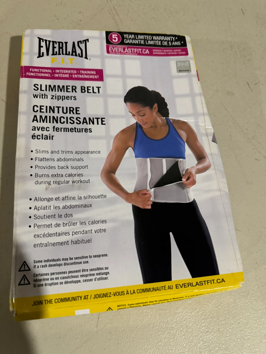 Everlast F.I.T. Slimmer Belt with Zippers