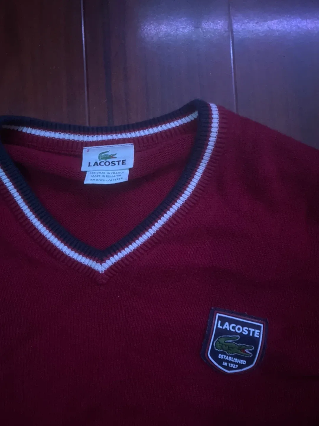 Lacoste Vintage Sweater - Burgundy image indicator(2)