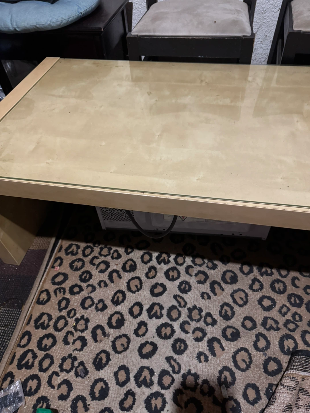 Wooden Table with Glass Top