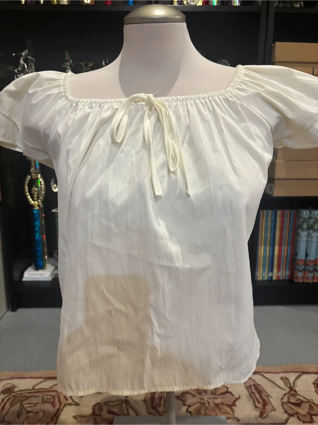 Cream Peasant Blouse - Size ladies small thumbnail