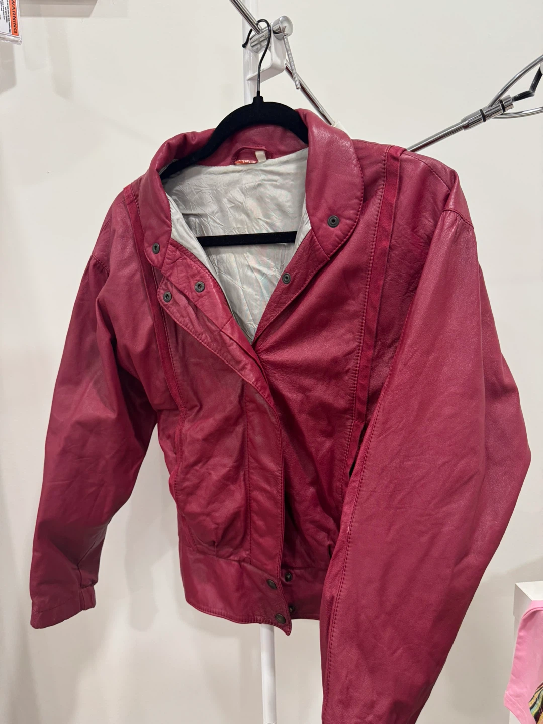 Vintage Faux Leather Jacket - Red - photo 2