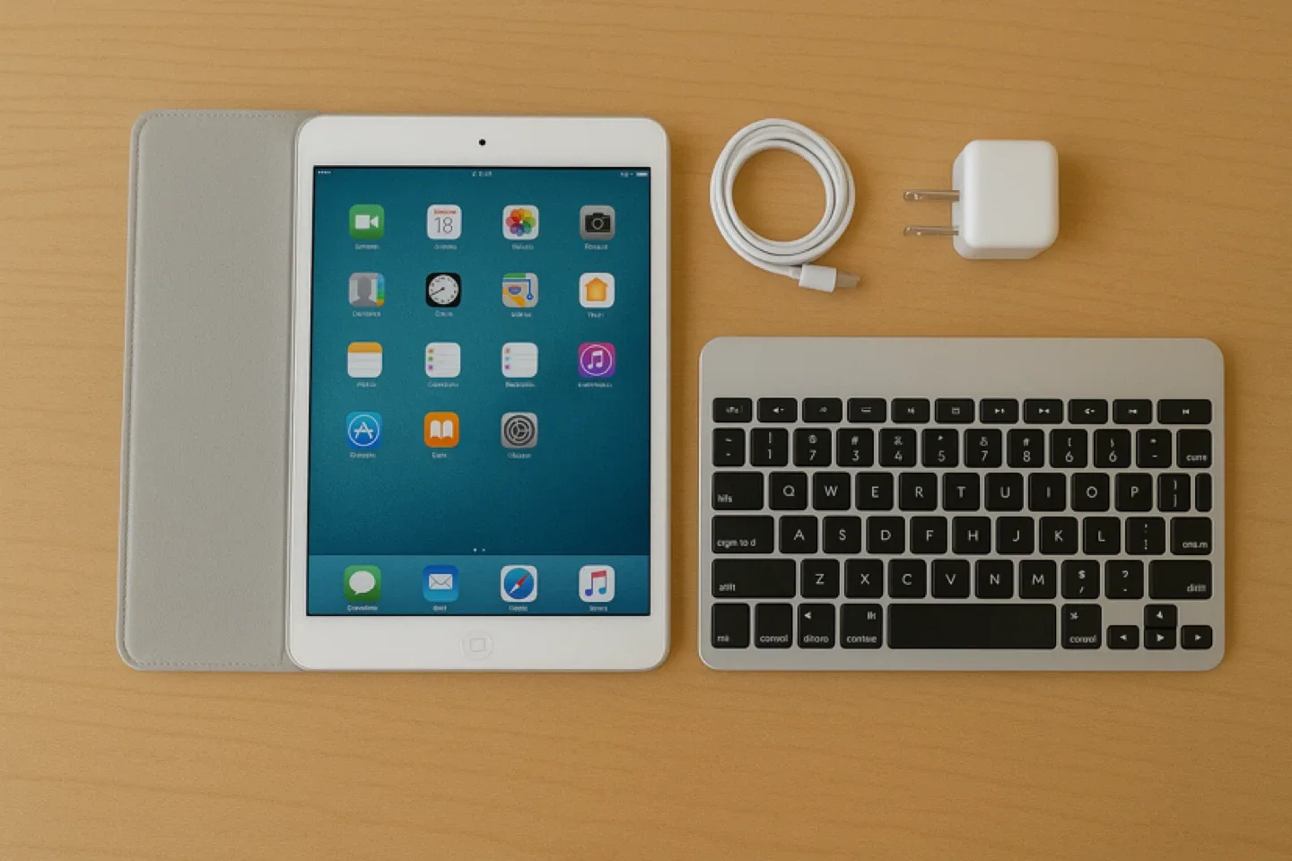 Silver iPad Mini (1st Gen) + Bluetooth Keyboard & Charger🩶 image indicator(2)