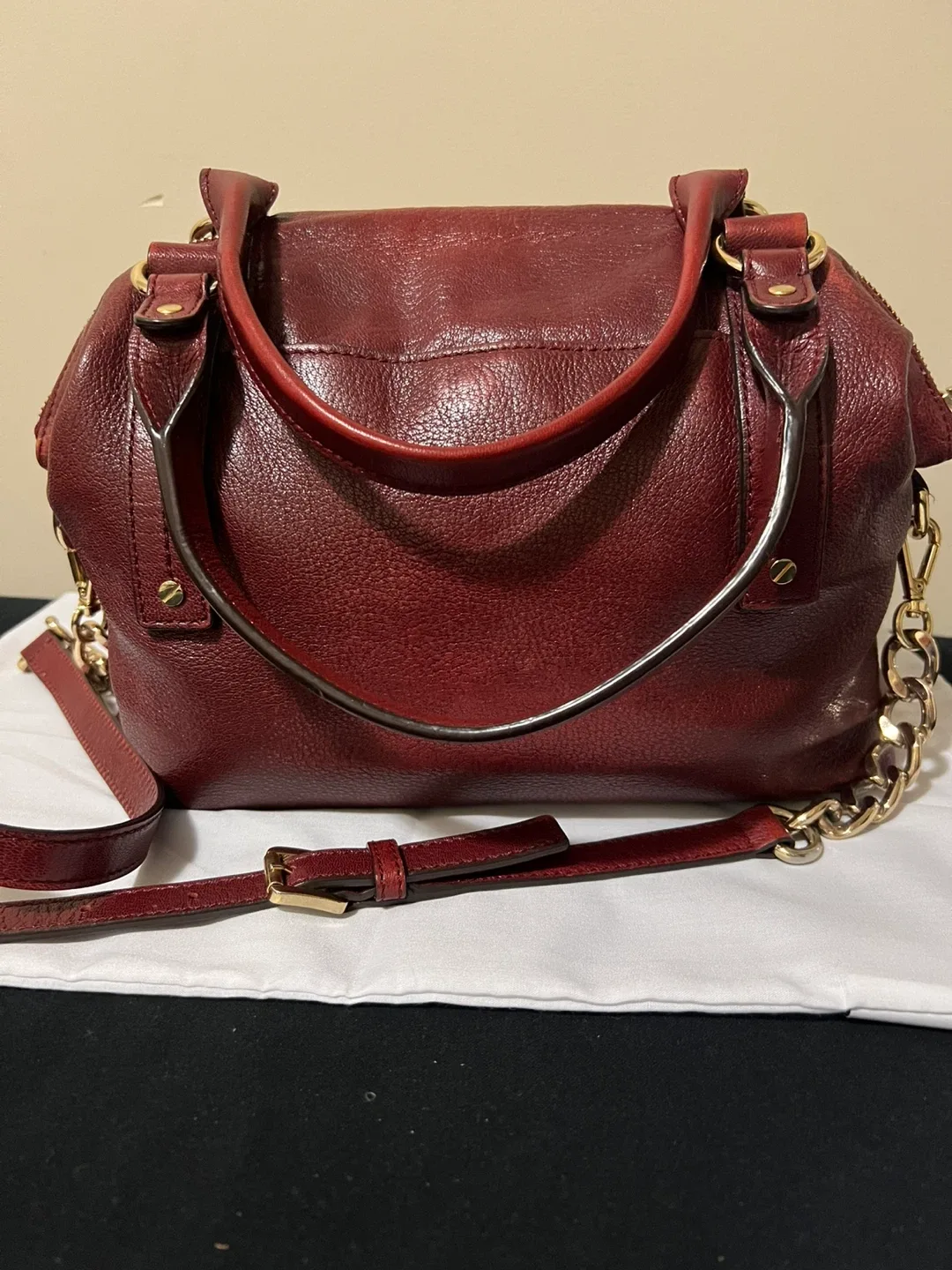 Michael Kors Burgundy Leather Satchel image indicator(3)