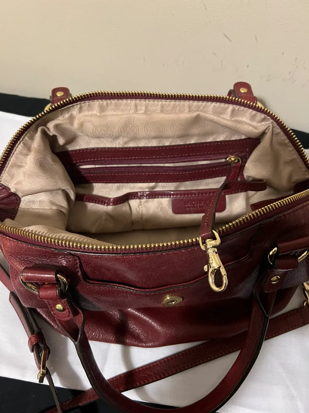 Michael Kors Burgundy Leather Satchel image indicator(4)