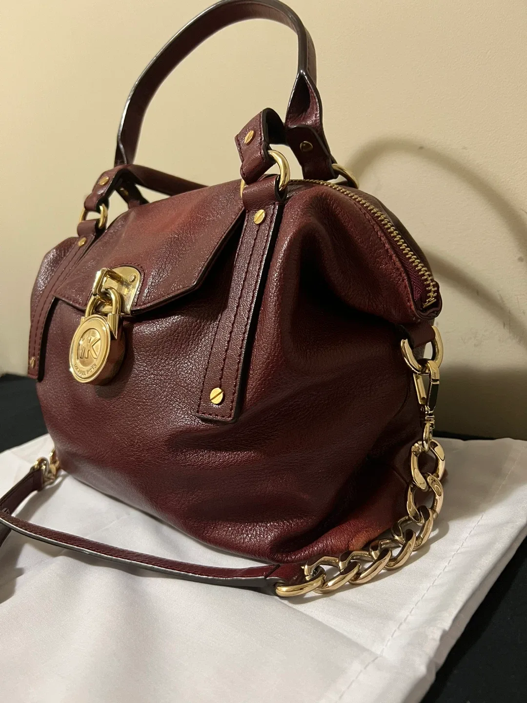 Michael Kors Burgundy Leather Satchel image indicator(2)