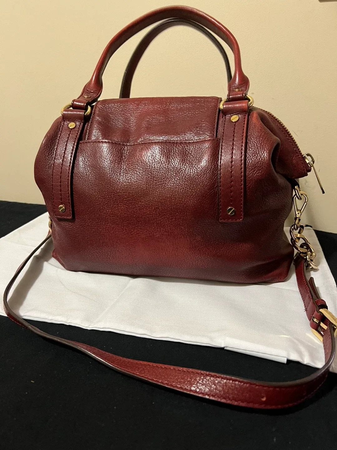 Michael Kors Burgundy Leather Satchel image indicator(7)