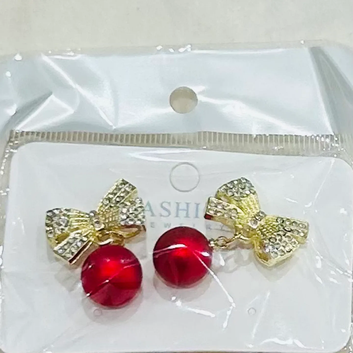 Bow & Red Ball Drop Earrings thumbnail