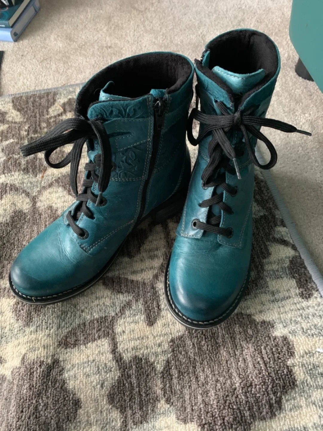 Blue Leather Ankle Boots image indicator(2)