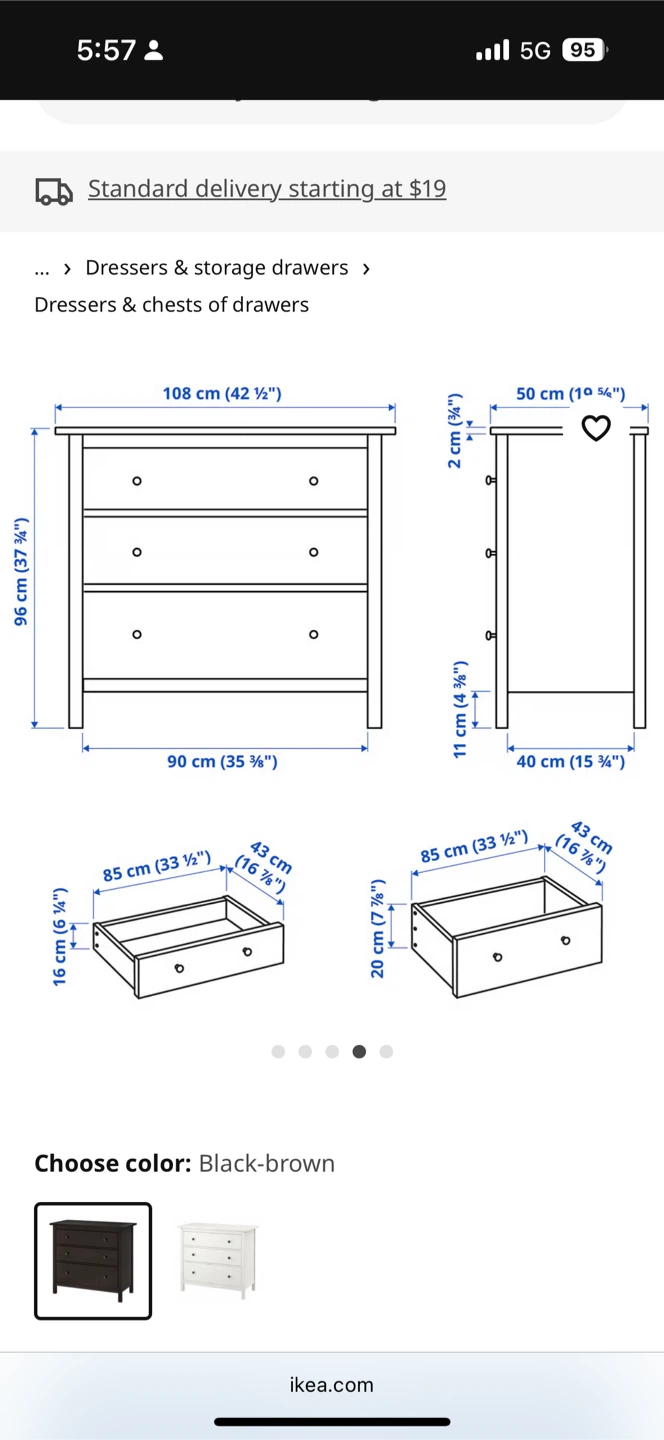 IKEA Hemnes 3-Drawer Chest - Black-Brown - photo 4