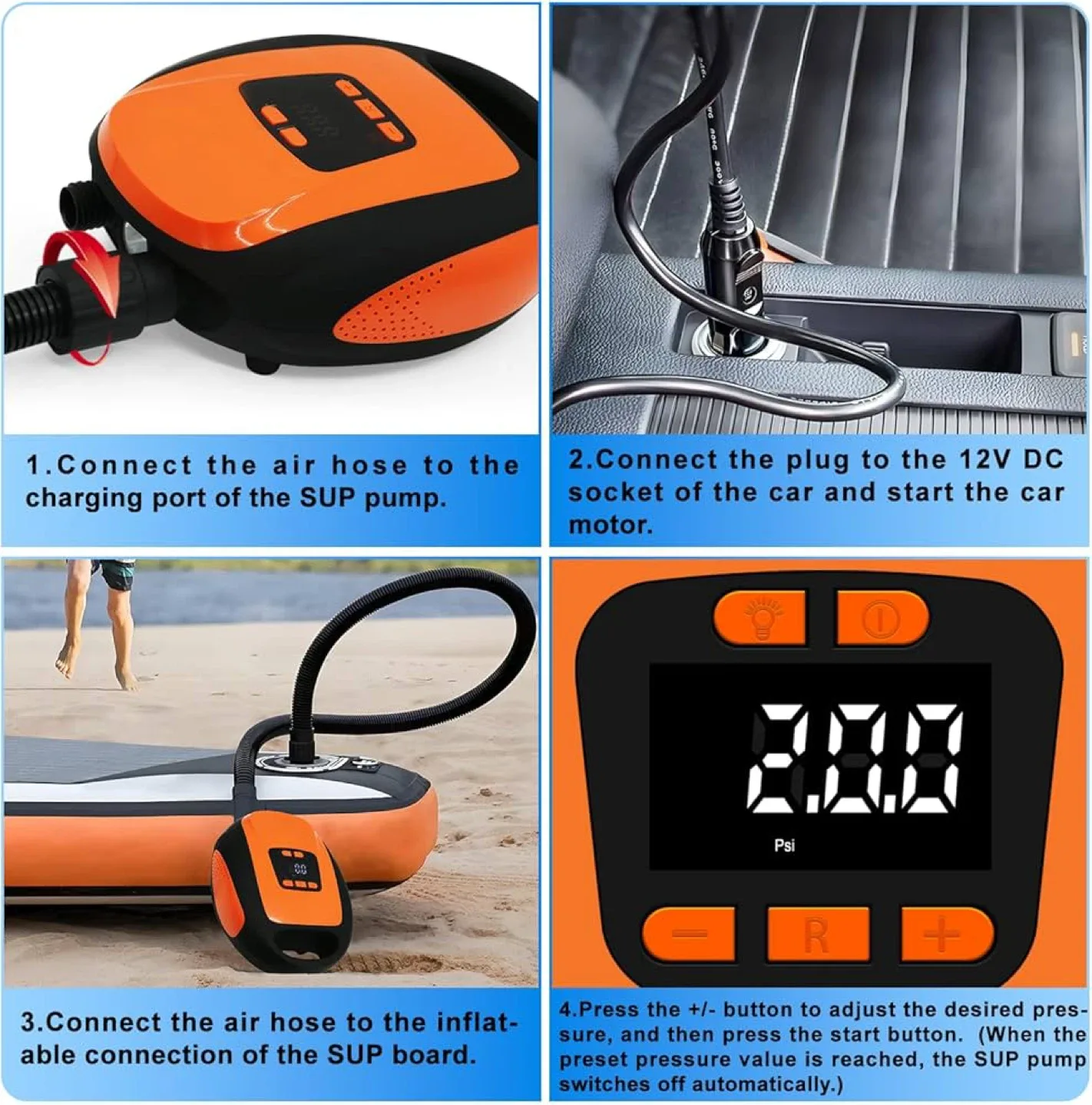 SUP Electric Air Pump for Car (12V) image indicator(2)