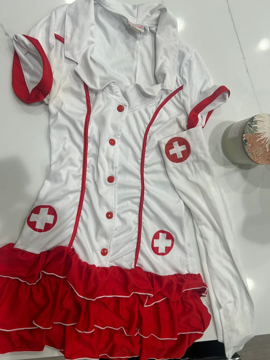 Nurse Costume dream girl Halloween costume with Red Heels thumbnail