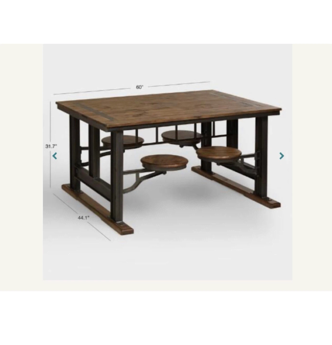 Industrial Style Dining Table with Attached Stools - photo 3