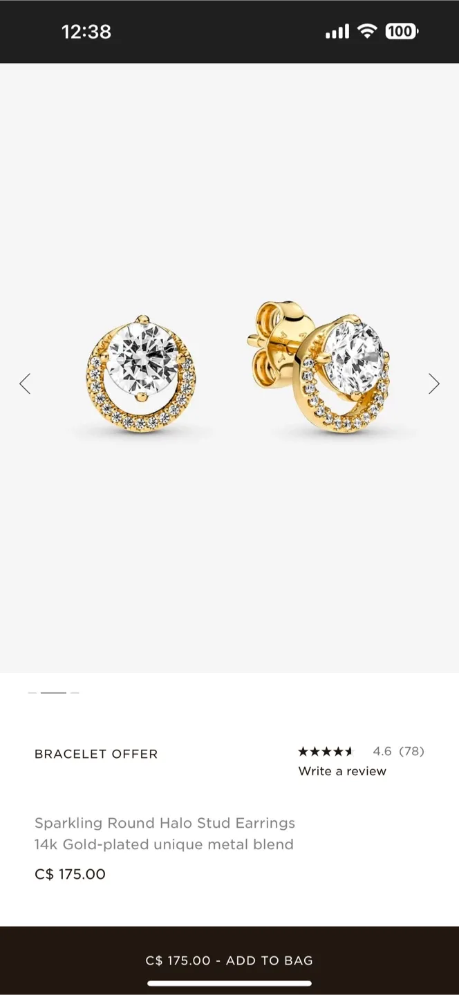 Pandora Sparkling Round Halo Necklace & Earrings Set image indicator(3)