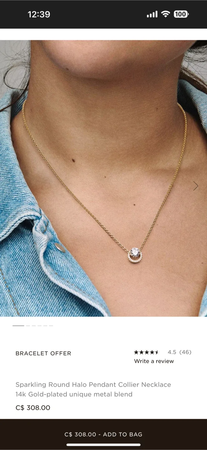 Pandora Sparkling Round Halo Necklace & Earrings Set image indicator(2)