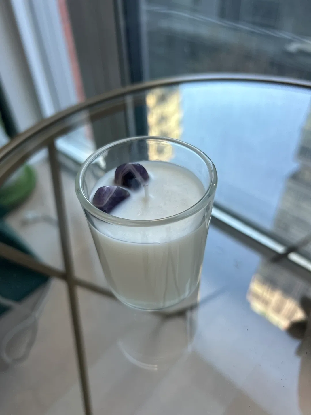 Handmade Candle with Amethyst Crystals 🧡 thumbnail