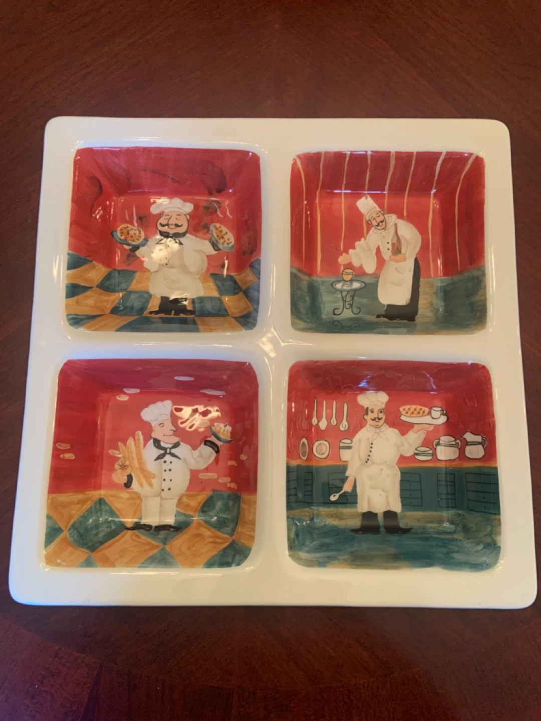 Divided Serving Dish with Chef Design