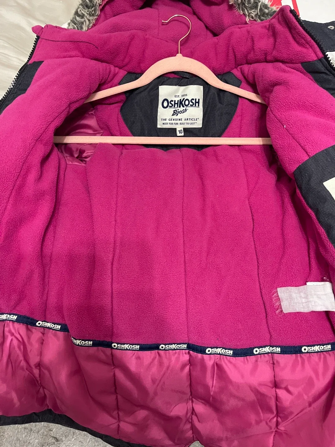 Size 10 Oshkosh girls long back winter coat image indicator(5)