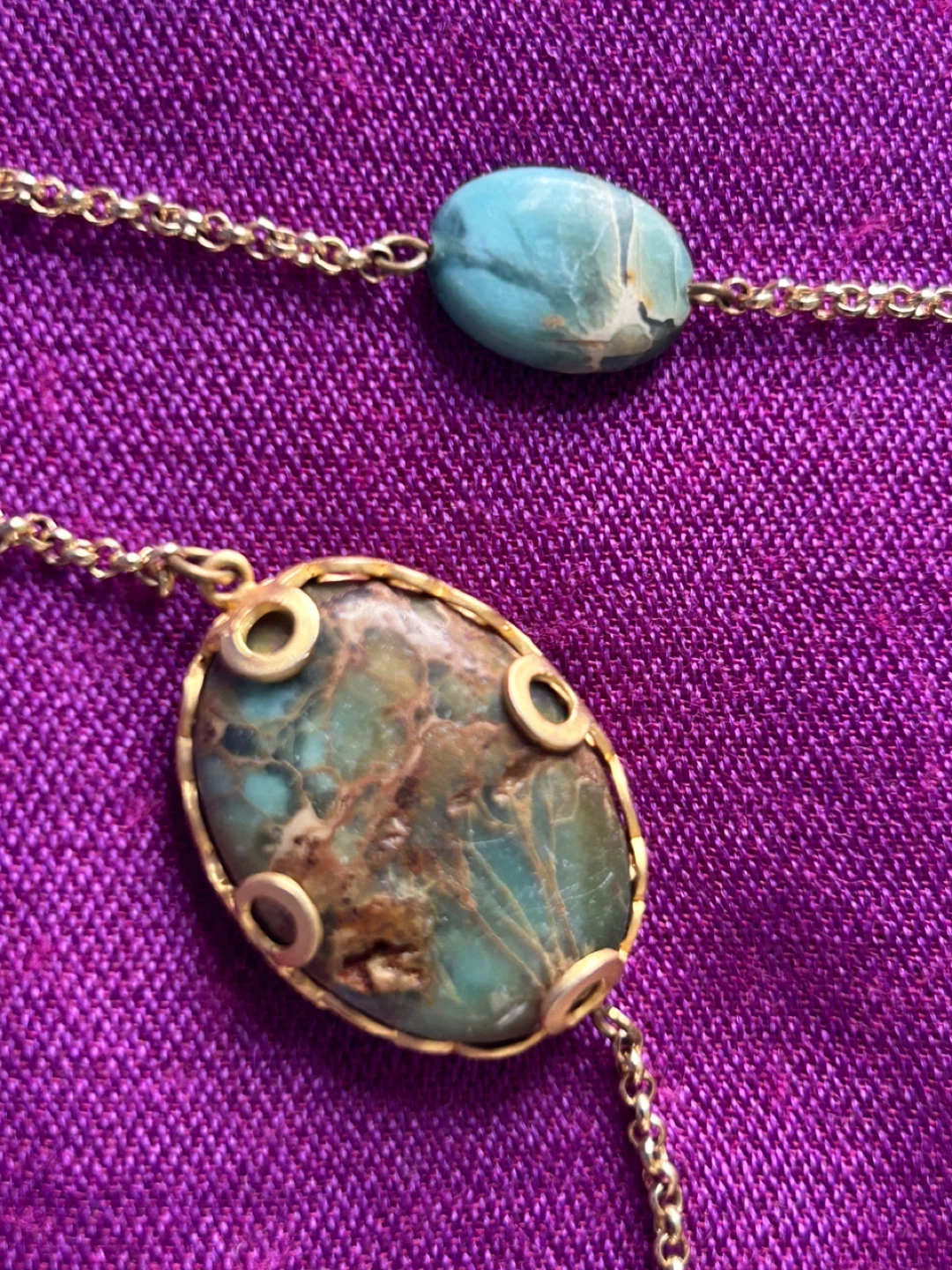 Turquoise & Gold Tone Necklace