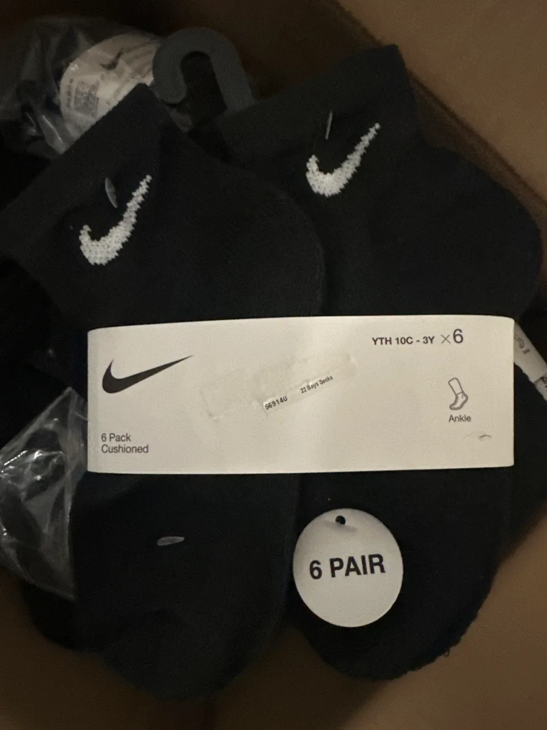 Nike Youth Ankle Socks 6-Pack - Black image indicator(2)