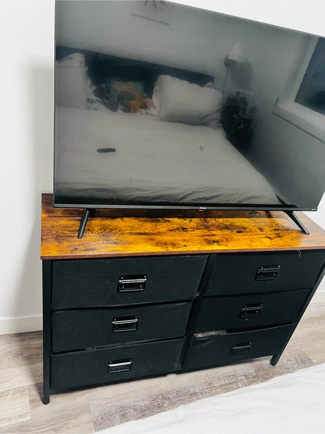 Black Dresser with Wood Top
