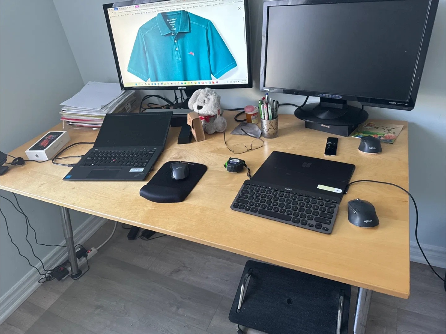 Desk with Metal Legs - 63"x30" image indicator(2)