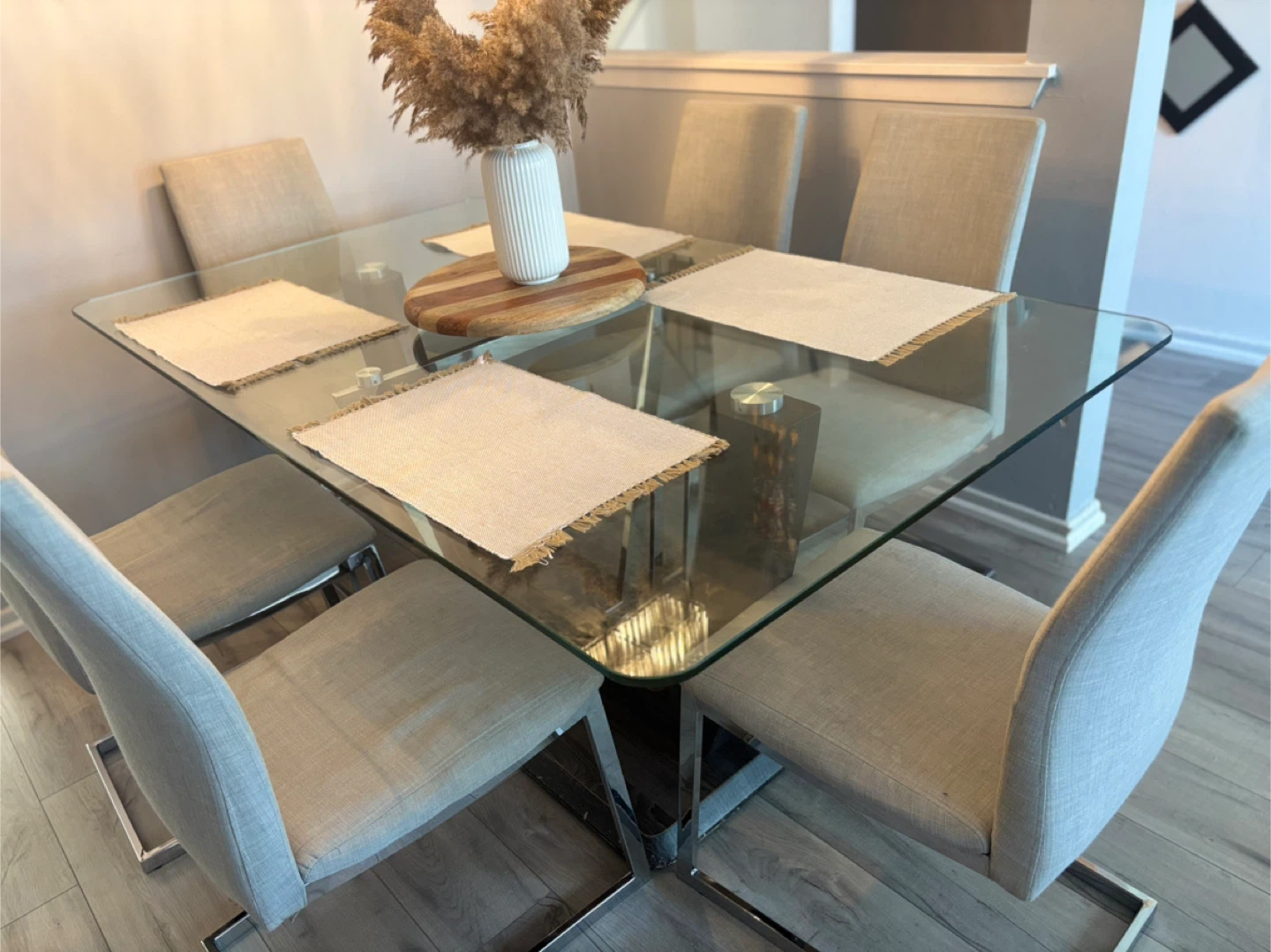 Glass Top Dining Table with 6 Chairs - photo 3
