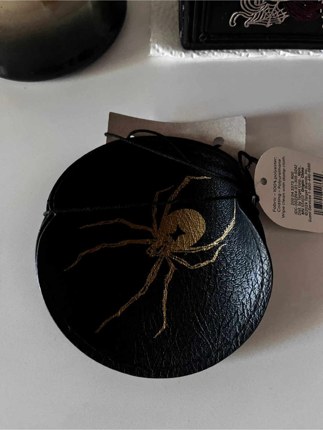 Halloween Decor: Candle, Spider, Coasters