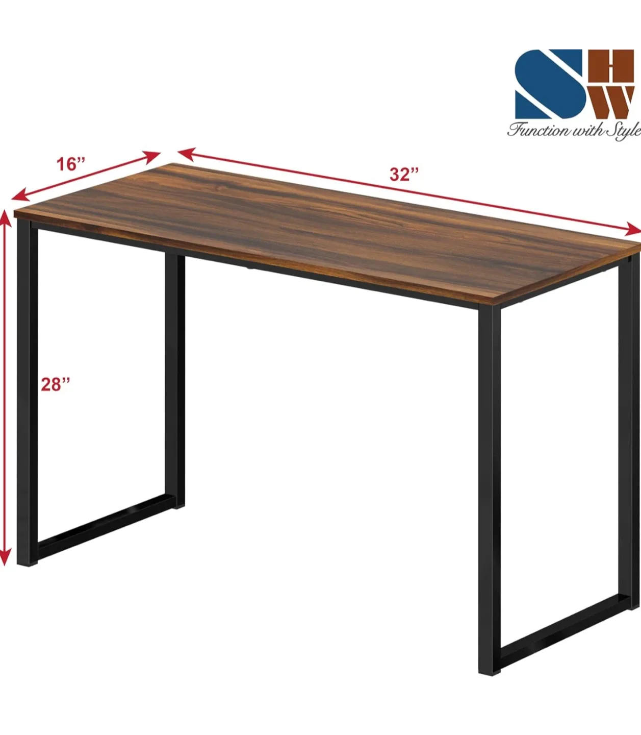 Brown Computer Desk with Black Metal Frame image indicator(3)