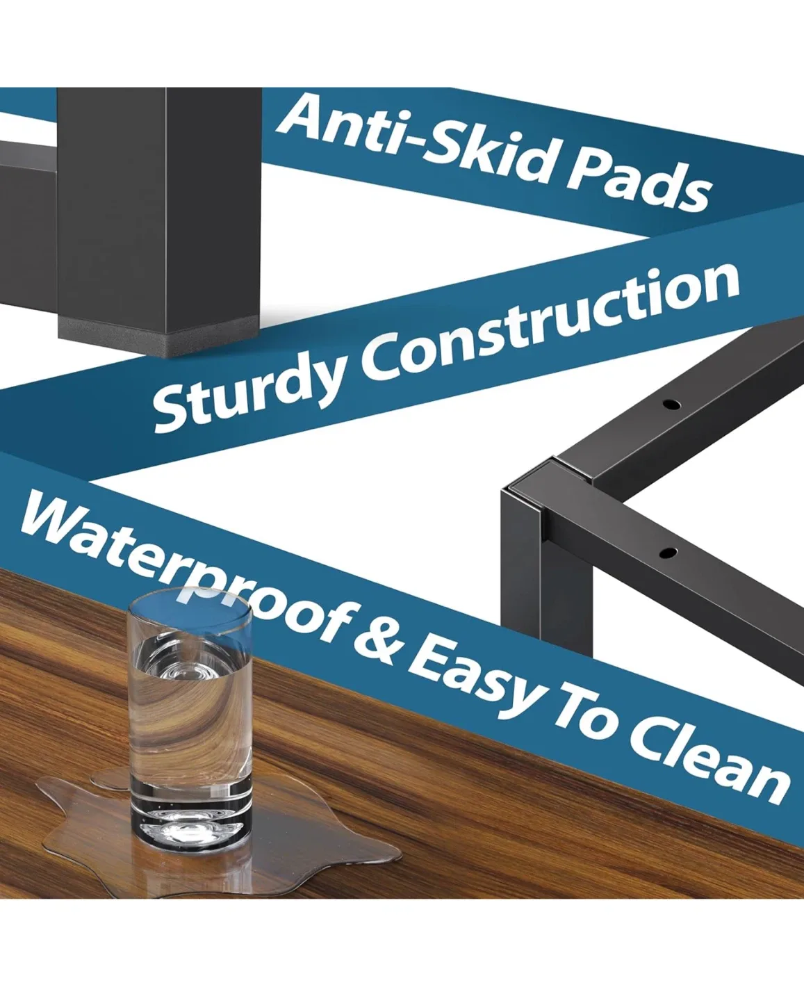 Brown Computer Desk with Black Metal Frame image indicator(6)