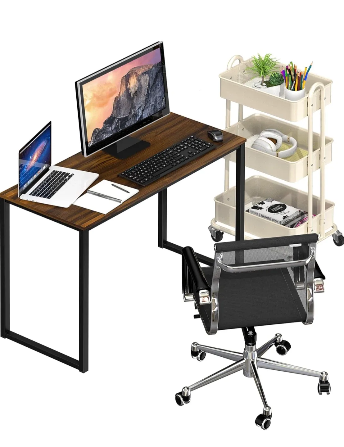 Brown Computer Desk with Black Metal Frame image indicator(5)
