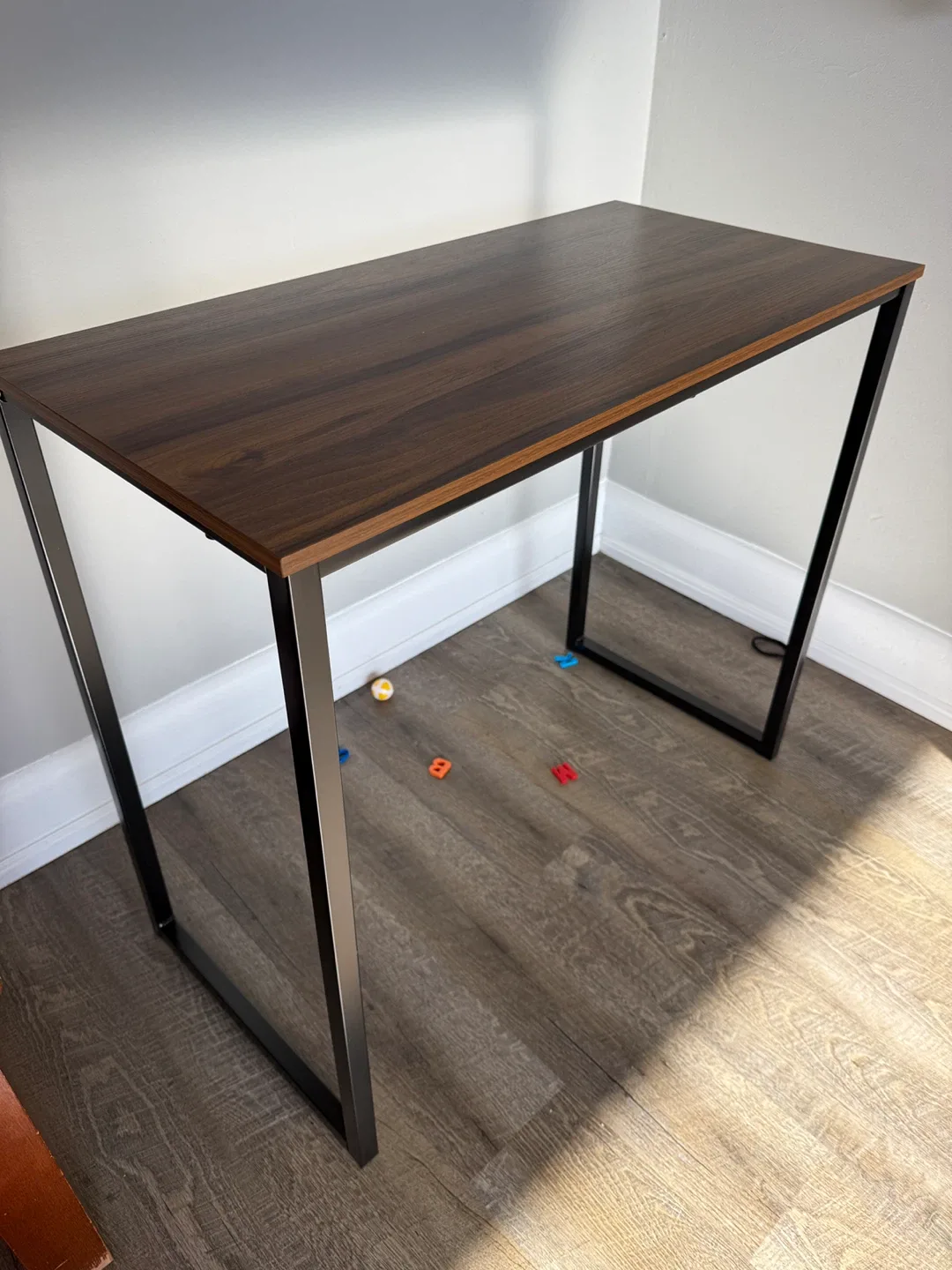 Brown Computer Desk with Black Metal Frame image indicator(10)