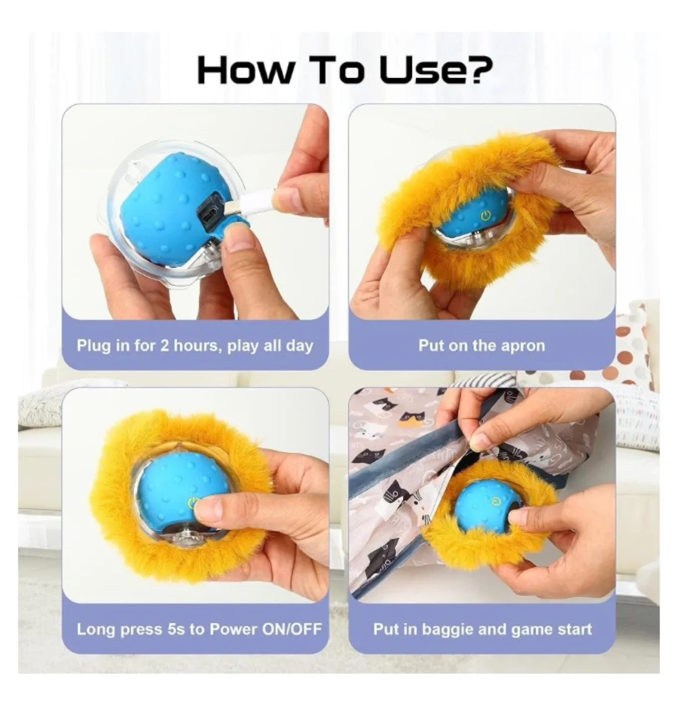 PUHOHUN Cat Toy Ball - Interactive & Auto-Off image indicator(6)