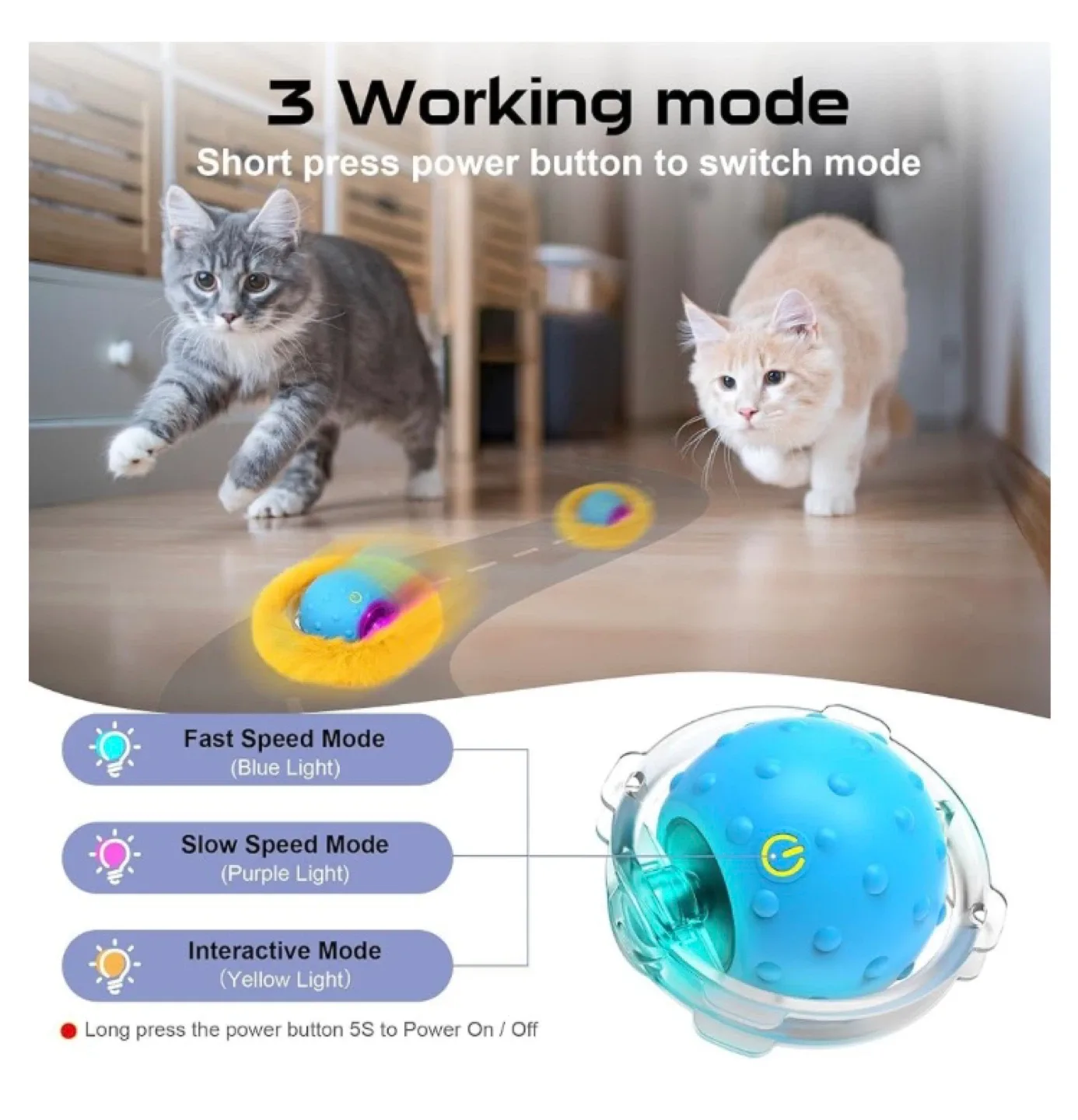 PUHOHUN Cat Toy Ball - Interactive & Auto-Off image indicator(4)