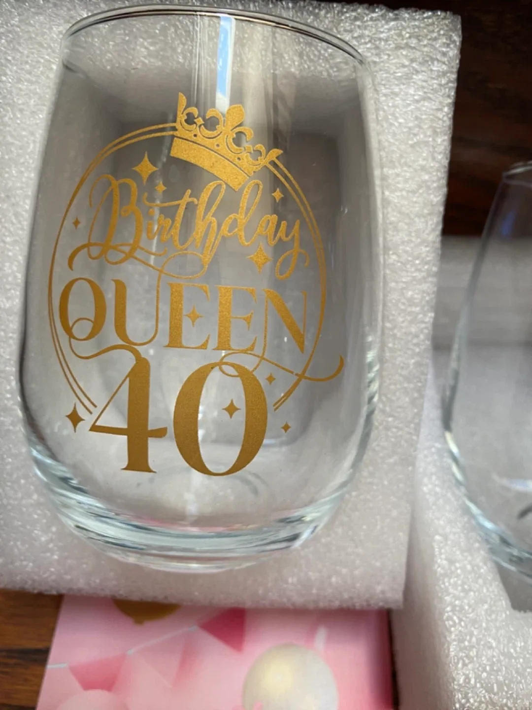 Birthday Queen 40 Wine Glass Set - New in Box! image indicator(4)