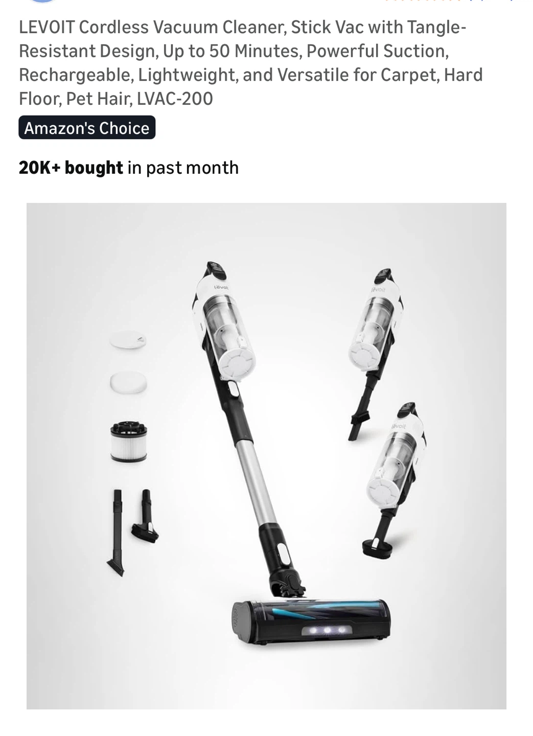 Levoit Cordless Vacuum Cleaner LVAC-200