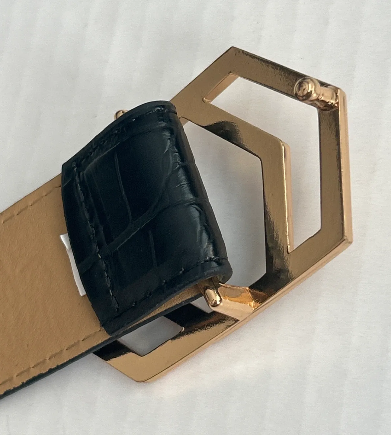 Vince Camuto Black Croc Embossed Belt image indicator(3)