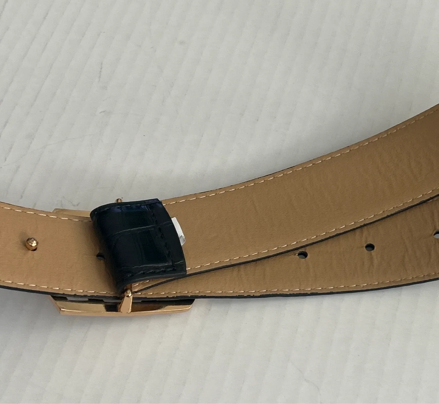 Vince Camuto Black Croc Embossed Belt image indicator(4)