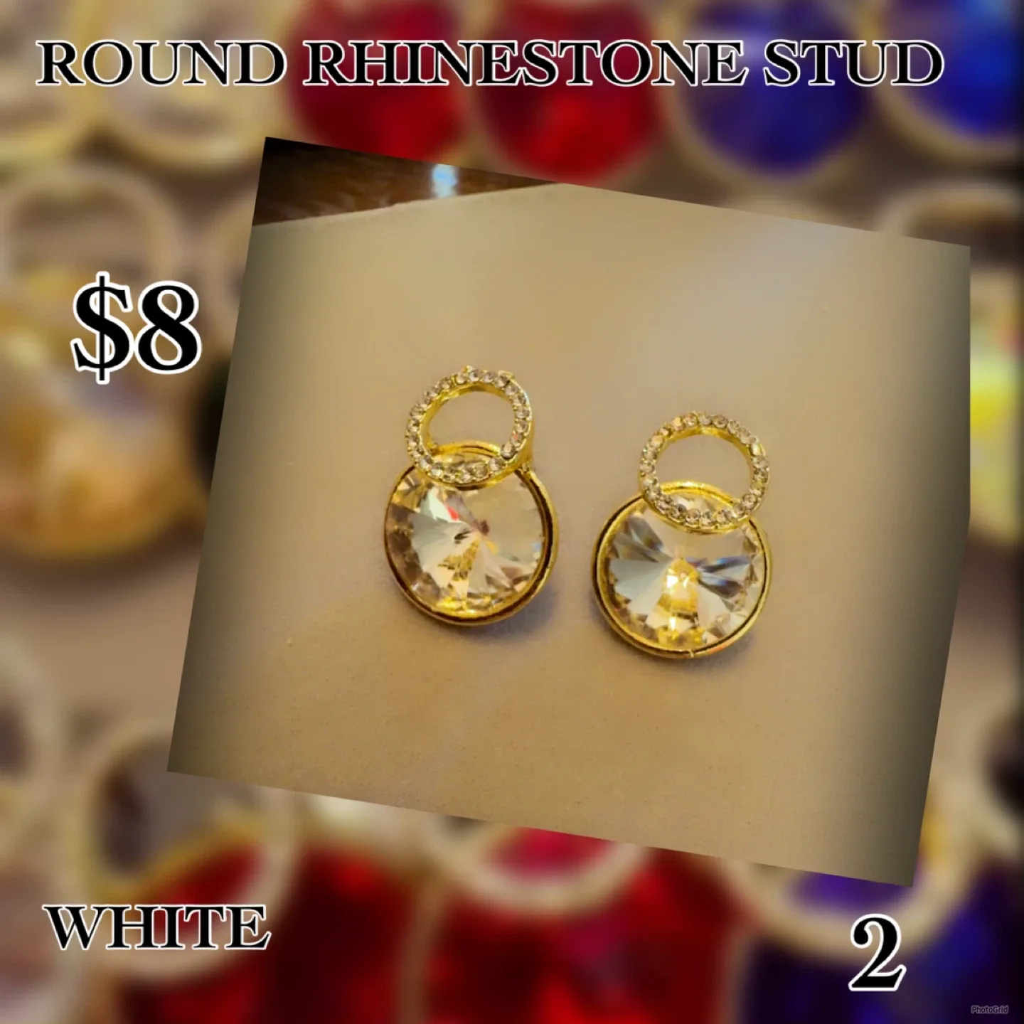 Round Rhinestone Stud Earrings - $8 image indicator(4)