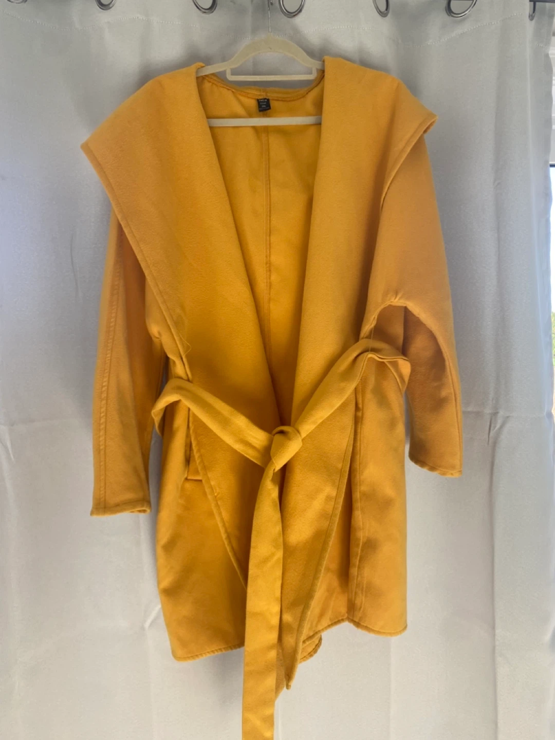 Shein Yellow Hooded Belted Coat - photo 3