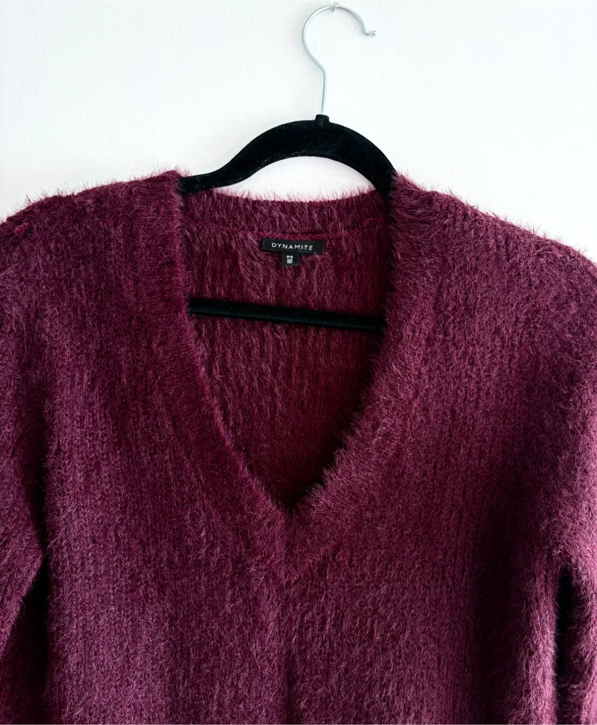 Dynamite Fuzzy Knit V-Neck Sweater - Size S ‼️final price ‼️ image indicator(2)