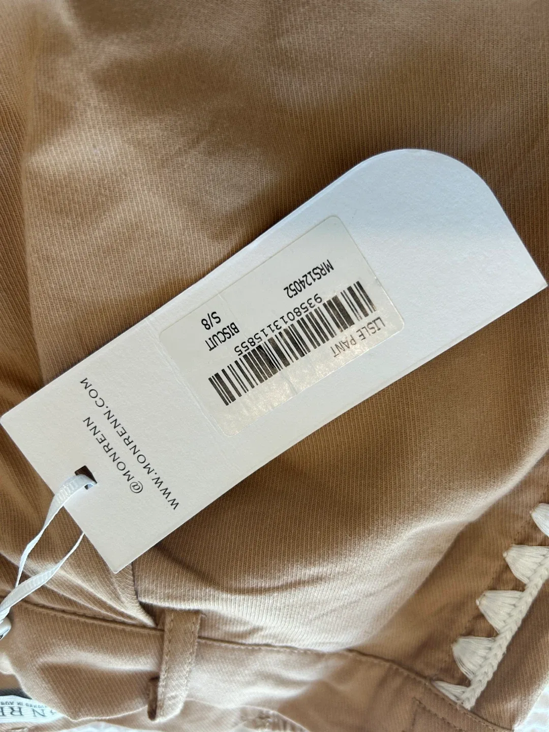 New Mon Renn LISLE PANT BISCUIT size 8 retails 189$+tax image indicator(7)