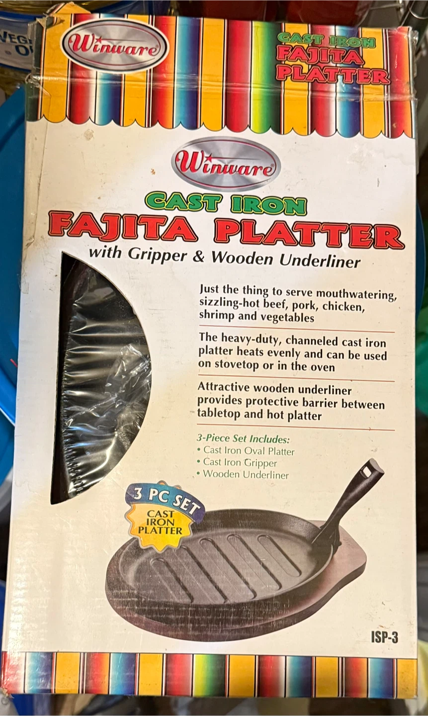 Winware Cast Iron Fajita Platter Set - New in Box - photo 2