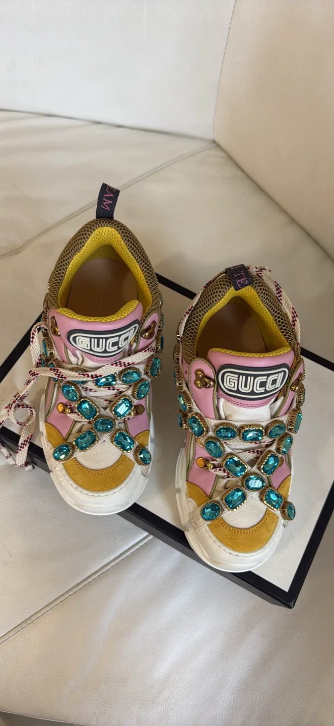 Gucci Flashtrek Embellished Sneakers Size 8.5 image indicator(2)
