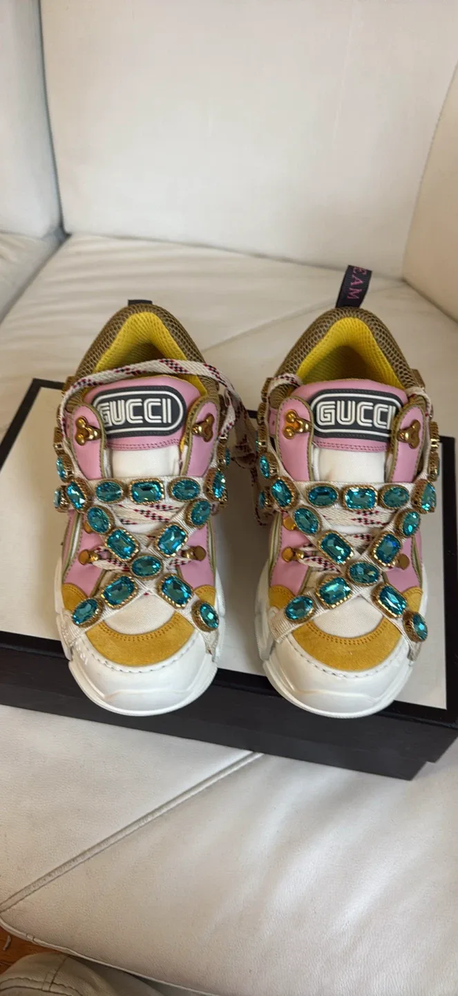 Gucci Flashtrek Embellished Sneakers Size 8.5 image indicator(9)