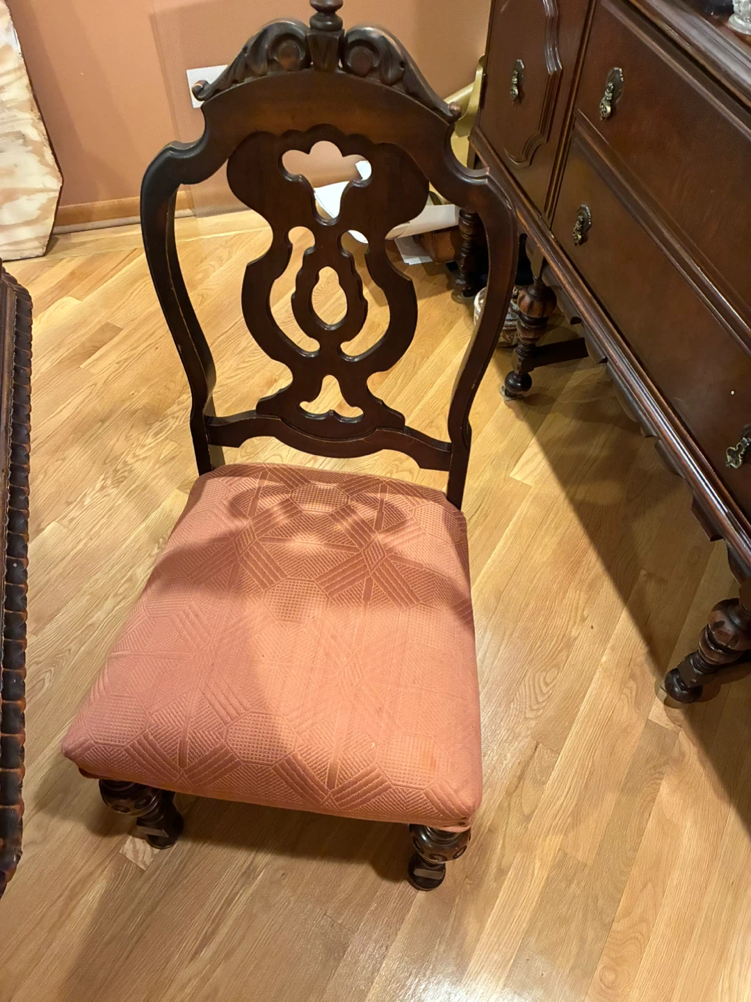 Antique 1920s Jacobean Walnut Wooden Dining Table with Chairs - photo 2
