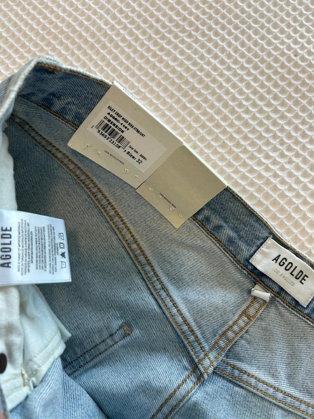 New agolde size 32 Riley High Rise Straight Crop Jeans Dimension image indicator(4)