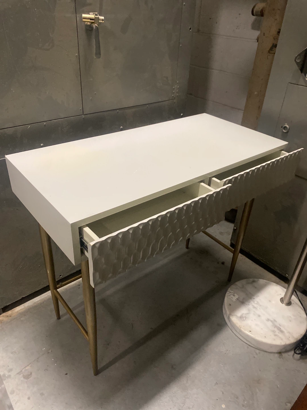 White & Gold Accent Desk